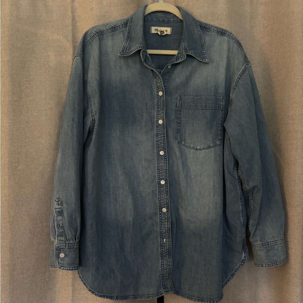 Madewell Denim Oversized Button-Up Shirt in Marnie Wash, XL